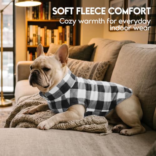Dog Sweater Plaid Fleece Vest Puppy Shirt for Small Medium Dogs (Large / Plaid-Black)