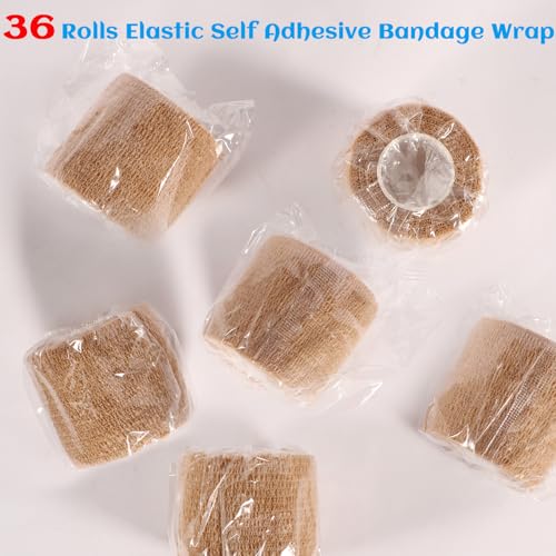 36 Rolls Elastic Self Adhesive Bandage Wrap 2 Inch (2 Inch-36 Count Brown)