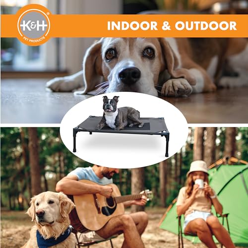 K&H Outdoor Elevated Dog Bed (Charcoal/Black Mesh / Medium 32"L x 25"W)