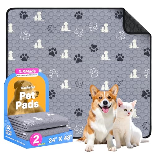 Washable Pee Pads for Dogs (Gray / 24"x48"(Pack of 2))