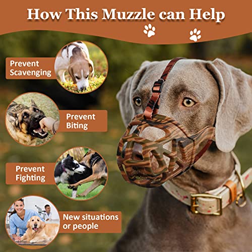 Dog Muzzle Printed Basket Muzzle for Small Medium Large Dogs Dachshund (X-Small / Camouflage)