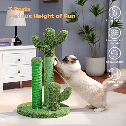 Cat Scratching Post 27” Cactus Cat Scratcher with Toy Ball Large (Large 27" / Green)