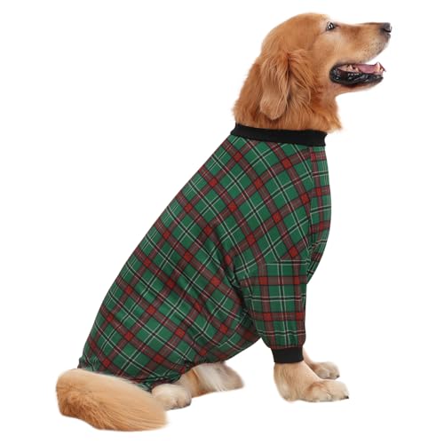 Dog Pajamas One Piece Light Comfy Pjs Pet Costume M (X-Large / Holiday Plaid)