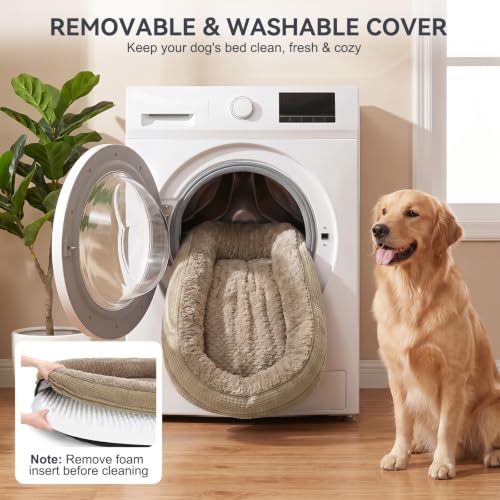Orthopedic Dog Bed for Medium Dogs (Light Brown / 28"l X 23"w X 6.5"th)