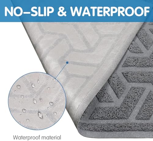 Waterproof Cat Litter Mat Large 35" x 24" Soft on Kitty Paws (A-Gray)