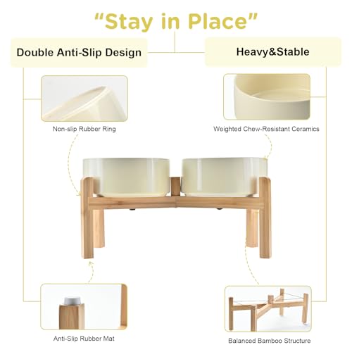 Elevated Dog Bowls Ceramic (7.3 in - 5.3 cups / Beige)