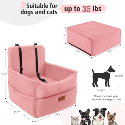 Dog Car Seat for Small Medium Dogs (Pink)