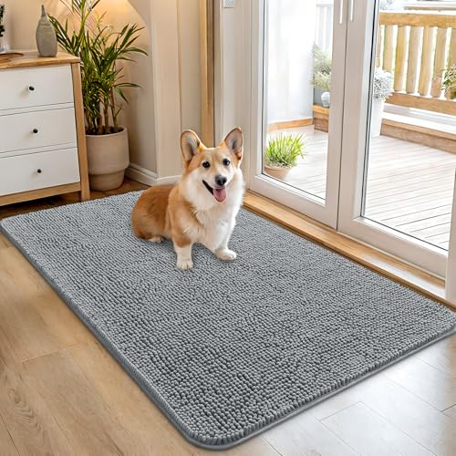 Dog Door Mat for Muddy Paws 45x27 (Grey / 45" X 27")