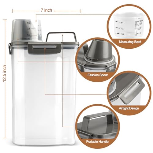 Upgraded Dog Food Storage Container Small (Grey 3 Qt)