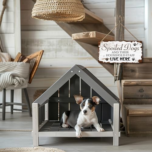 Dog Signs For Home Decor Gifts For Dogs Owners Bedroom Decor Wood Family Decoration Room All You Need Is Love And A Dog Spoiled Dogs And Their Household Staff Live Here Signs 12x6 In (009)