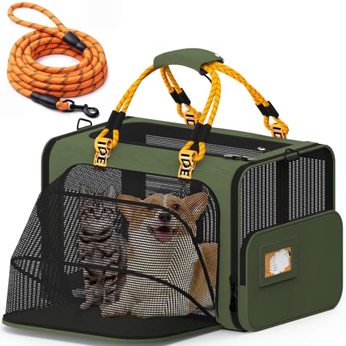 Expandable Large Pet Carrier (24.0"L x 16.0"W x 16.0"H / Forest Green)