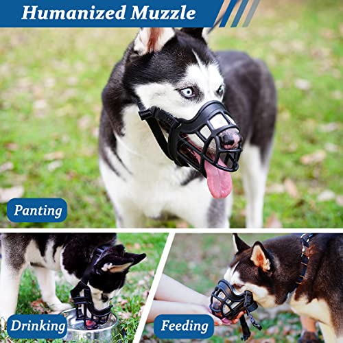 Dog Muzzle Basket Muzzle Anti Biting Chewing for Small Medium Dog (2 (Snout 8-9") / Black)