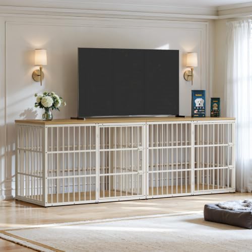 54'' XXXL Dog Crate Furniture with 3 Doors for Large Dogs (Natural Beech / 53.9"L x 31.9"W x 37.2"H)