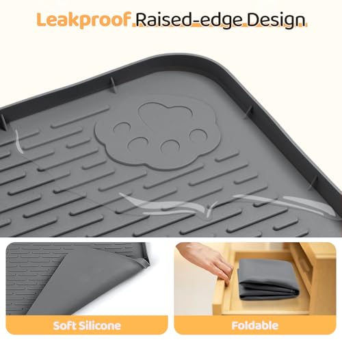 Dog Food Mat 40''x40'' Extra Large Dog Mat for Food and Water (40"L x 40"W / Dark Grey)