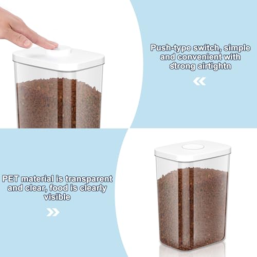5-8 Lbs/6Qt Airtight Dog Cat Food Storage Container and Pet Storage Bin BPA-Free, PET Clear Stackable Dog Treat Containers Measuring Scoop Suitable for Dogs Food, Cats Food and Other Dry-1Pack (White (5.6L-1Pack))