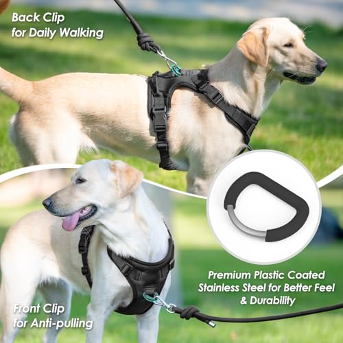 No Pull Dog Harness for Large Sized Dogs Puppy Vest No Choke (Black / XL(Neck:24.8-38.6", Chest:29.1-45.3"))