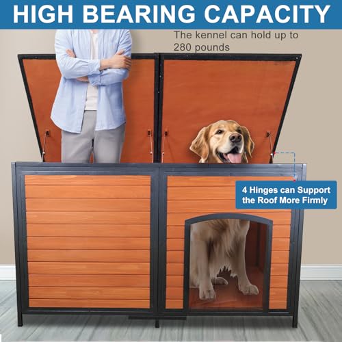 Outdoor XXL Wooden Dog House Weatherproof Chew Resistant Frame 59.1 Inch (59.1"Length)