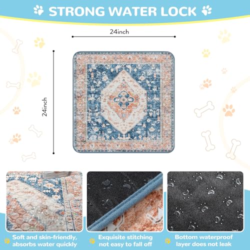 Super Absorbent & Leakproof Washable Dog Pee Pads (Beige Blue / 2FT x 2FT (Pack of 2))