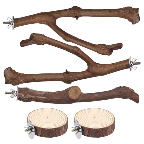 5PCS Bird Perch Natural Wood Grape Stick Stand Chewing Exercise Branches