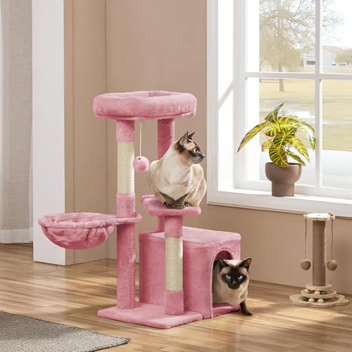 Cat Tree 34in Cute Cat Tower for Indoor Cats (Pink)