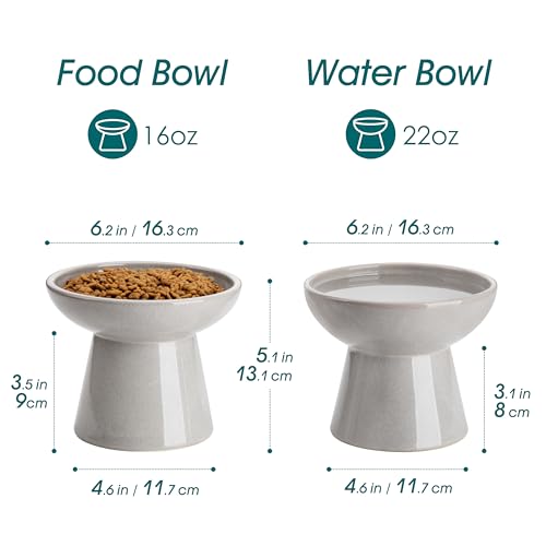 2 Pack Extra Wide Elevated Cat Bowls (Grey)