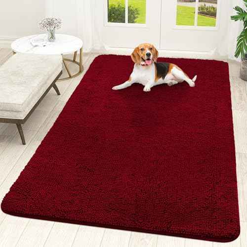 Dog Door Mat for Muddy Paws 70x46 (Red / 70" X 46")