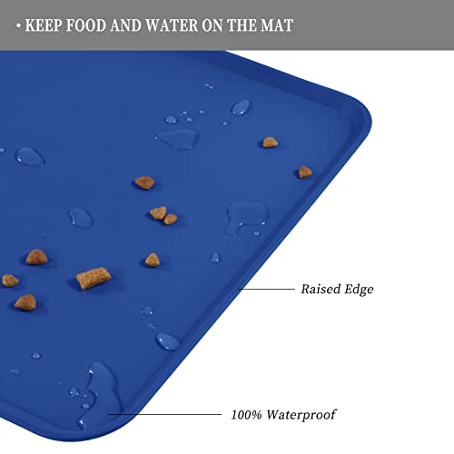 Silicone Pet Feeding Mat (Navy Blue / 24" x 16")