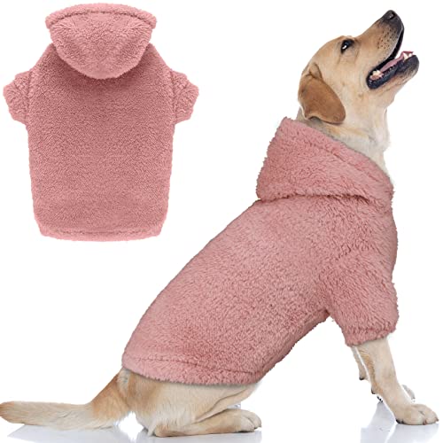 Fuzzy Dog Sweaters for Large Dogs Pet Hoodie Clothes Warm Soft Pet Coats Hooded Sweatshirt Dog Sweaters for Extra Large Dogs (XX-Large / Pink)