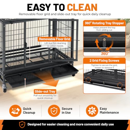31" Two Tier Stackable Heavy Duty Dog Crate Cage Kennel Indoor (31.0"L x 20.0"W x 46.0"H)