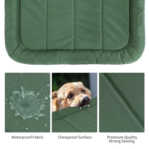 Durable Dog Bed Tough and Tear Proof Dog Crate Bed with Heavy (Green / M(30"x21"x3"))
