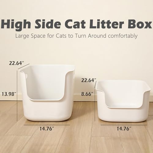 Extra Large Litter Box with High Sides (White / 8.66" High)