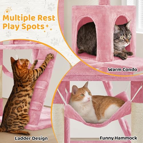 Cat Tree Tower for Indoor Kitten (Pink)