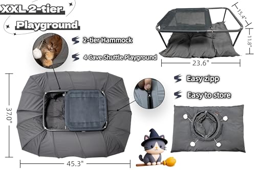 2 Tier Cat Tunnel & Hammock Bed XXL (Extra Extra Large / Dark Gray)