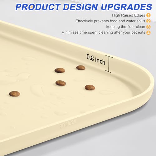 Silicone Pet Food Mat with Raised Edge for Food and Water Bowl
