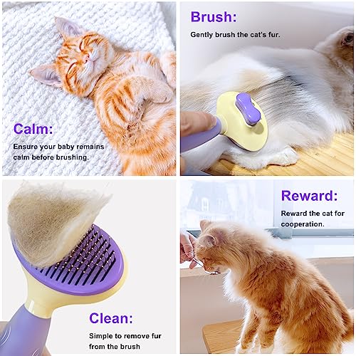 Cat Brush for Grooming and Shedding (Purple)