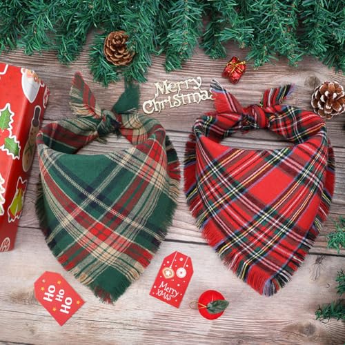 Dog Christmas Bandana with Tassels Edges (Large / Christmas)