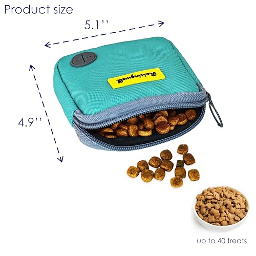 Dog Treat Pouch for Pet Walking and Training with Clicker Poop Bags Small Fanny Zipper Pack Holder for Puppy Snack Dispenser Kit for Leash and Outdoor Use （Green） (One Bag / a5.Green2)