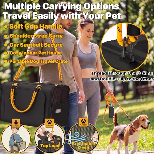 Expandable Large Pet Carrier (24.0"L x 16.0"W x 16.0"H / Black Warrior)