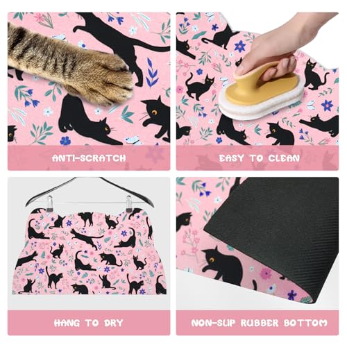Cat Food Mats for Floor (Dark Pink / 17.7"L x 9.8"W)