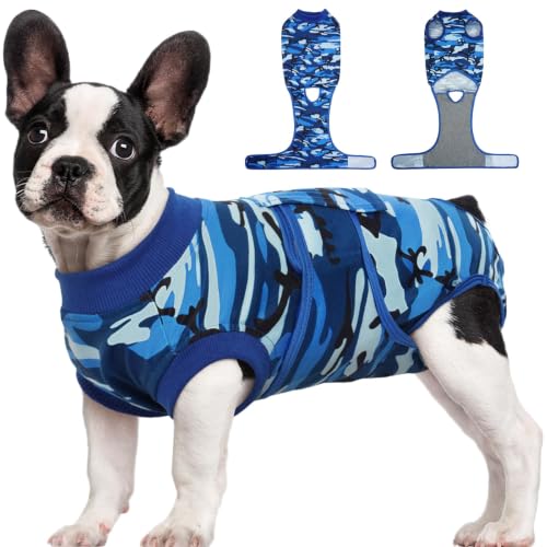 Recovery Suit for Dogs Cats (S (Back:11.4-13.4'', Weight:7-15 Lb) / 2#Ocean Camo)