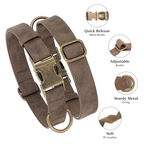 Soft PU Leather Dog Collar for Small Dogs (S：Fit 10-15" Neck, Width ⅝" / Brown)