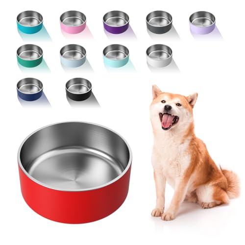 Dog Bowl Stainless Steel Food and Water Bowl (40 oz / Red)