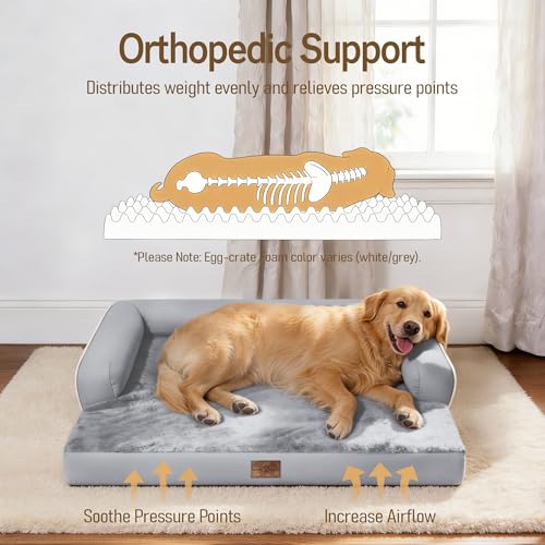 Orthopedic XL Dog Bed for Large and Extra Large Dogs (Grey / 42"L x 30"W x 7.5"Th)
