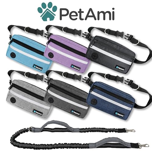 Hands Free Dog Leash Waist Belt Bag Fanny Pack (Heather Grey / 1 Leash)