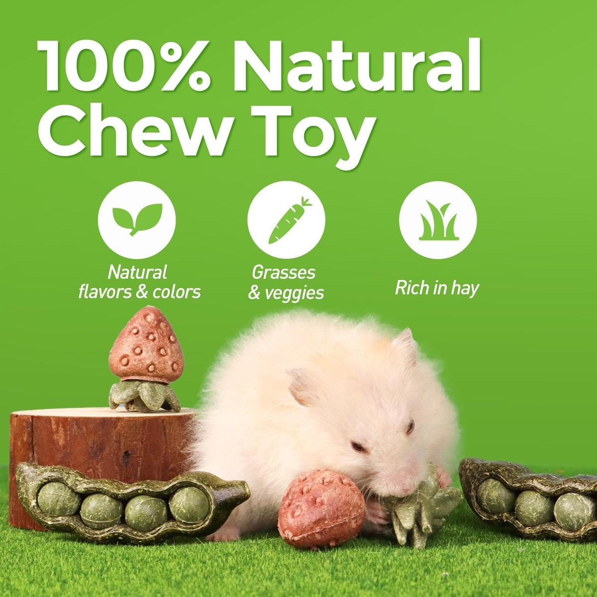 4PCS Guinea Pig Toys (4PCS-Peapod and Stawberry)