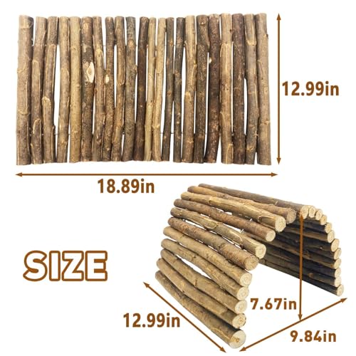 18.89"x 12.99" Reptile Hideout Wooden Bridge Lizard Hide Caves Bearded Dragon Habitat Accessories for Gecko Snake Frog Chameleon Iguana Tortoise