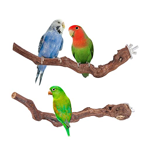 2pc Bird Perch Stand Grapevine Wood Stick Perch Swing Bird Cage Toy (2 Packs Sticks)