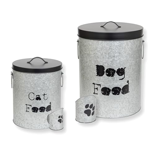 Large 60lb Dog & Medium 30lb Cat Pet Food Storage Canister with Scoop (Combo - Large Dog 60lb & Medium Cat 30lb)