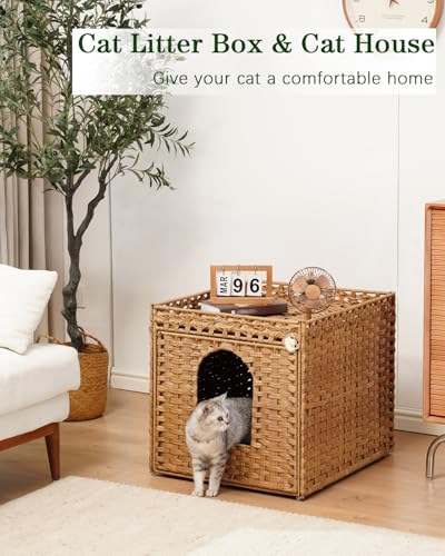Cat Litter Box Enclosure Furniture (Natural / XL)