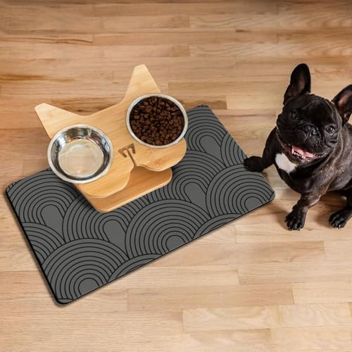 Dog Food Mats for Floors Absorbent (S(12"×20") / 01-Dark Grey)